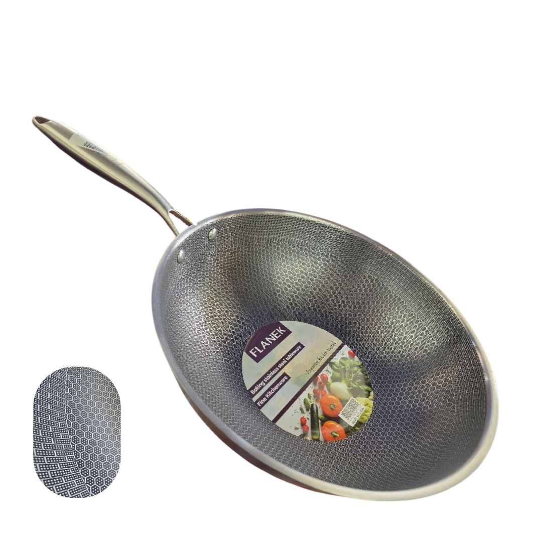 Honeycomb Wok with Long Stainless Steel Handle