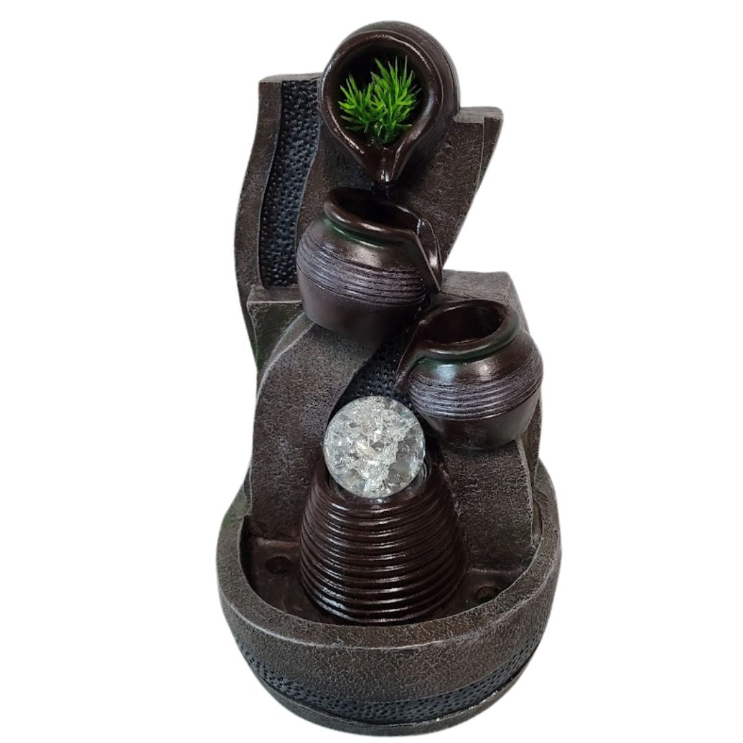 Water Fountain Clay pot w/grass