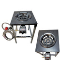 Cast Iron 2-Burner Outdoor Gas Stove with Stainless Steel Stand