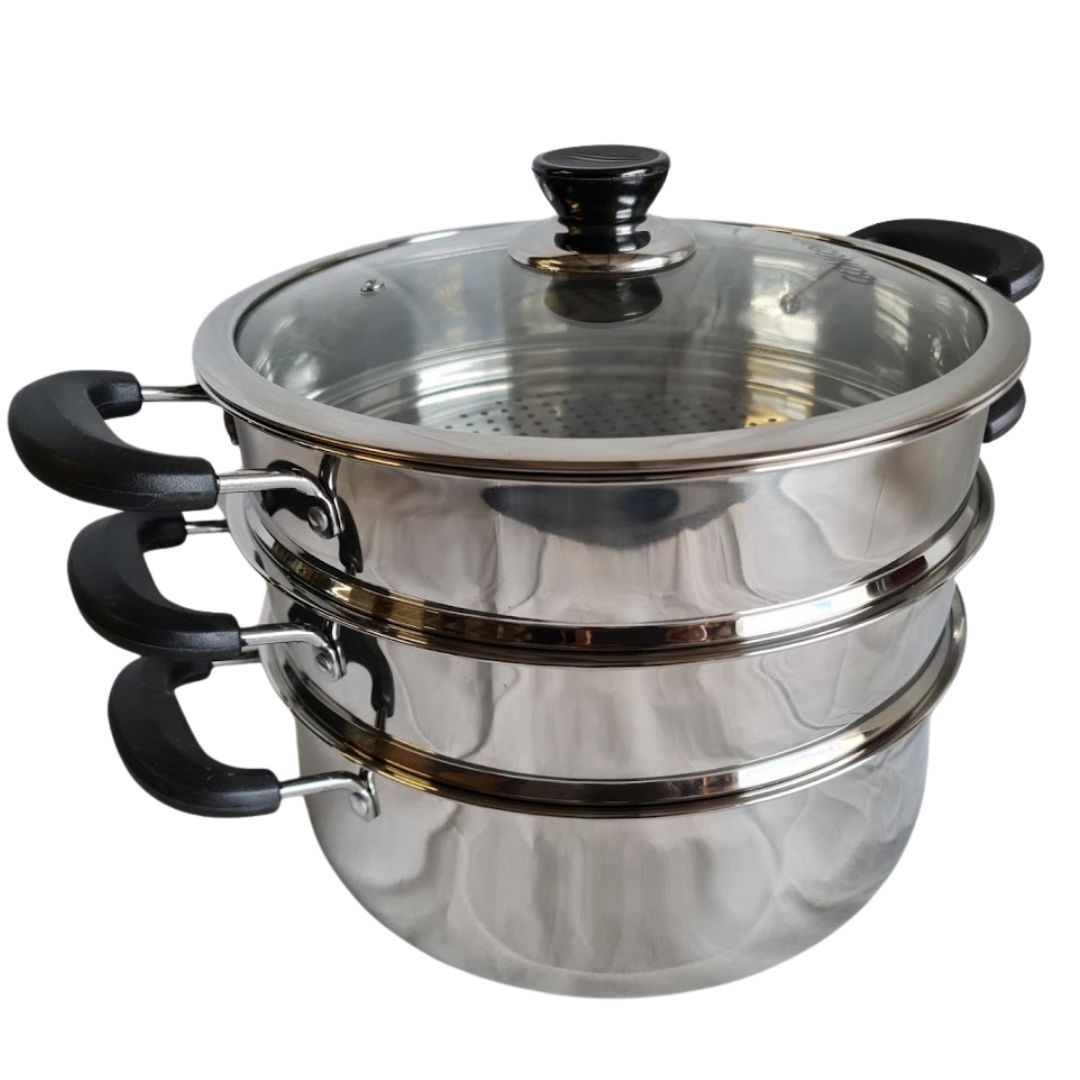 3-Layer Stainless Steel Steamer Pot (28cm)