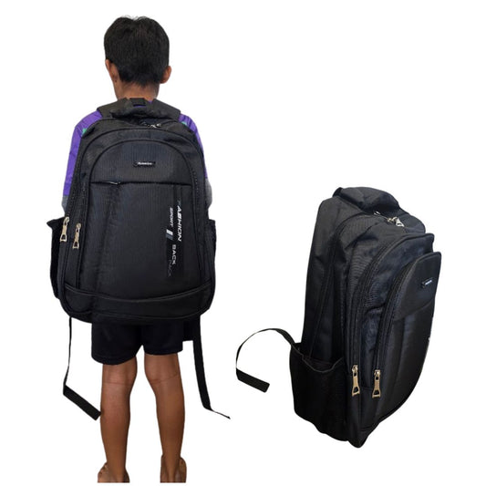 Black Multi-Compartment Laptop Backpack Fashion Sport