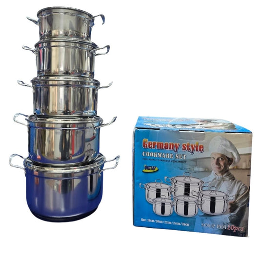 Stainless Steel Cookware Set 10‑Piece | 5 Pots with Lids